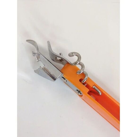 Vintage Ekco Bottle Opener Retractable Corkscrew Wine Opener- Orange Made in USA - Picture 3 of 12